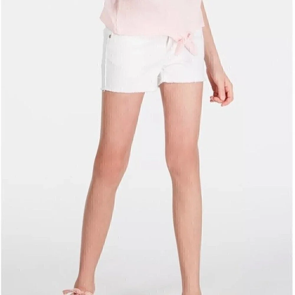 Epic Threads Big Girl's Frayed Hem Denim Shorts White Size 7